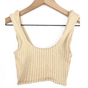 Free People Movement Ribbed Crop Tank XS/S‎ Cream Yoga Workout Coquette Feminine